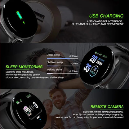 Digital Watch the Mens' Watches Blood Pressure round Smart Watch Women Smart Bracelet Waterproof Sport Tracker for Android IOS