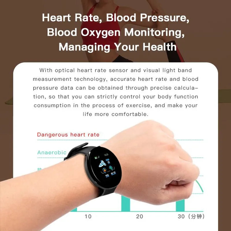 Digital Watch the Mens' Watches Blood Pressure round Smart Watch Women Smart Bracelet Waterproof Sport Tracker for Android IOS