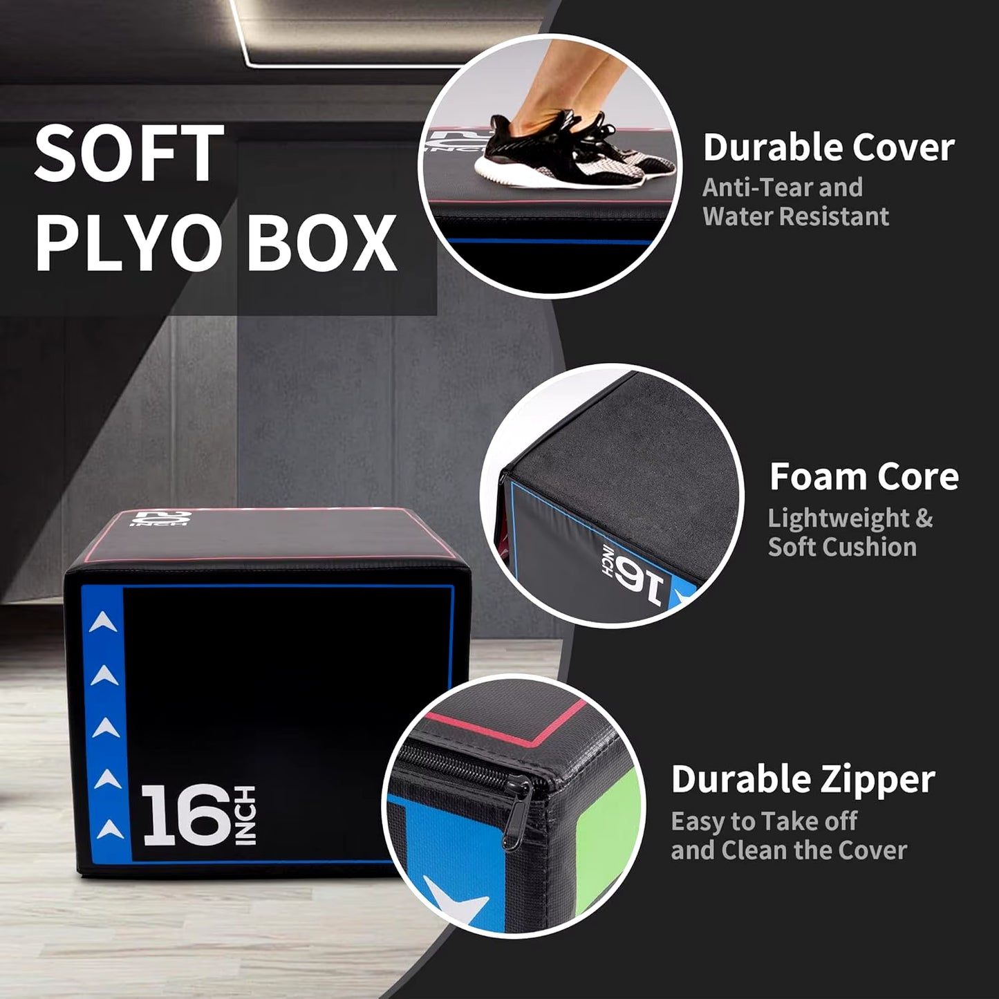 Jumping Plyo Exercise Box 3 in 1 Home Gym Workout 16 Lbs, Multicolor